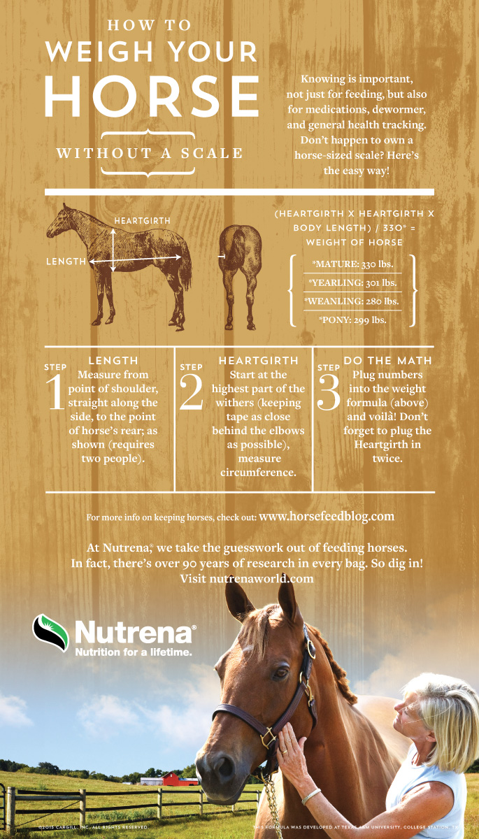 poster describing how to weigh a horse without a scale