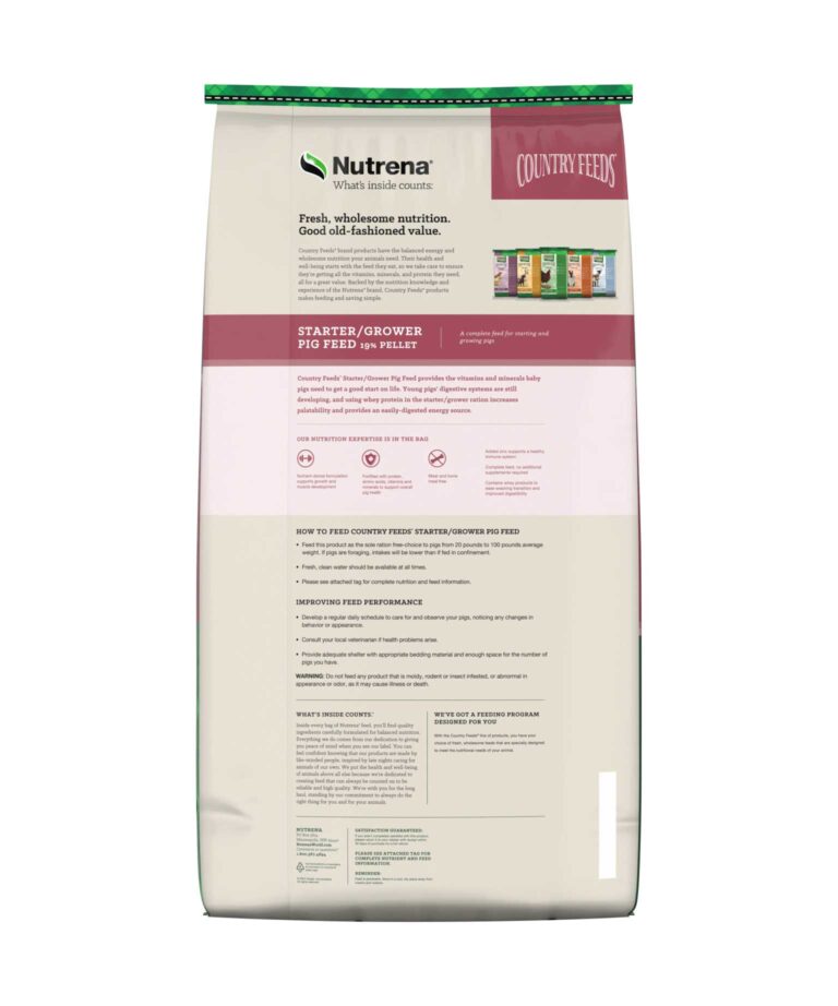 Starter Grower Pig Feed Pellet back of Bag