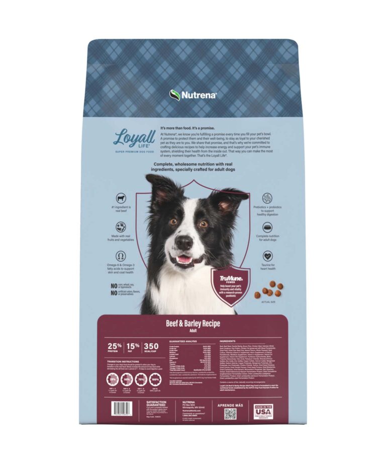 dog beef and barley bag