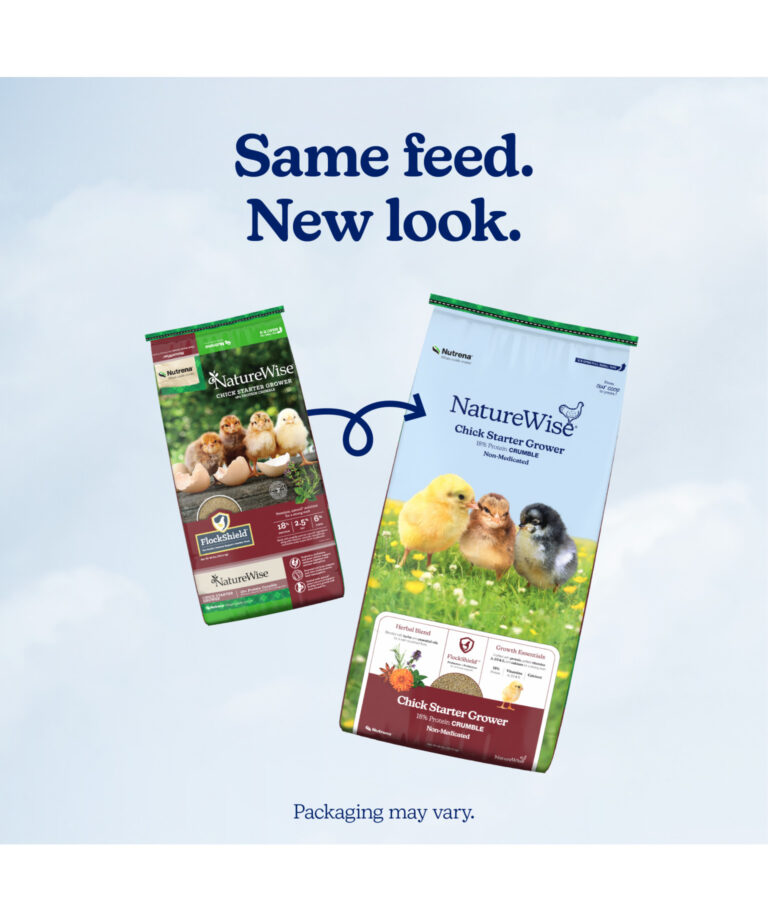 NatureWise Chick Starter Grower new bag vs old bag – same healthy start for chicks, updated design.