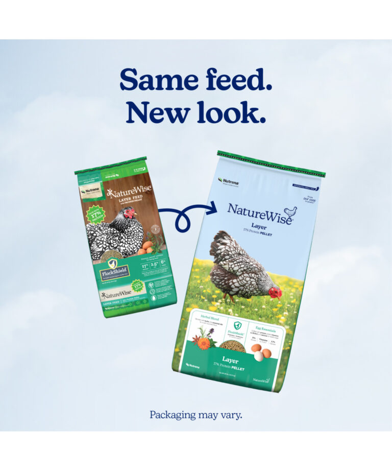 NatureWise Layer Pellet new bag vs old bag – same layer nutrition, refreshed look.