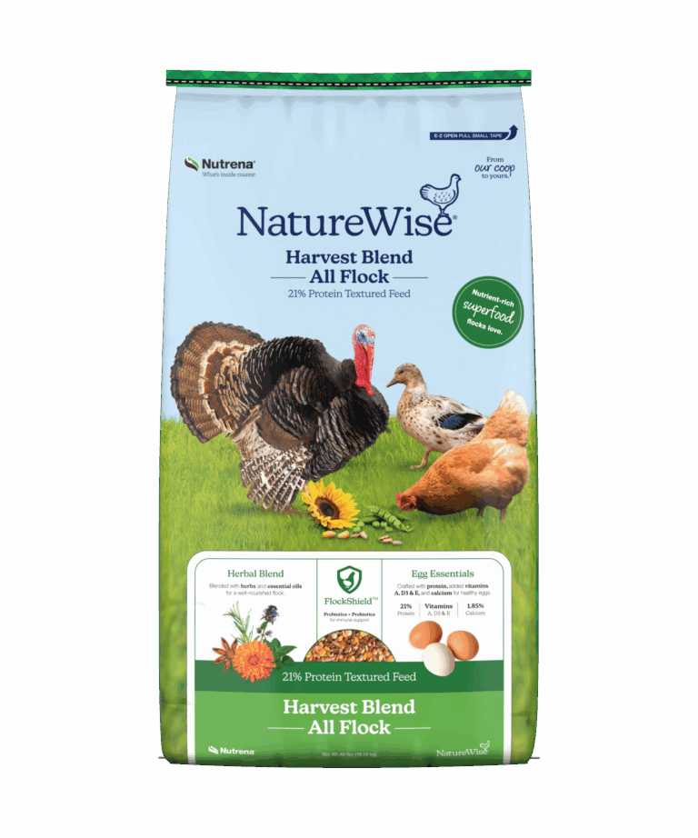 nutrena naturewise harvest blend all flock textured feed front of bag