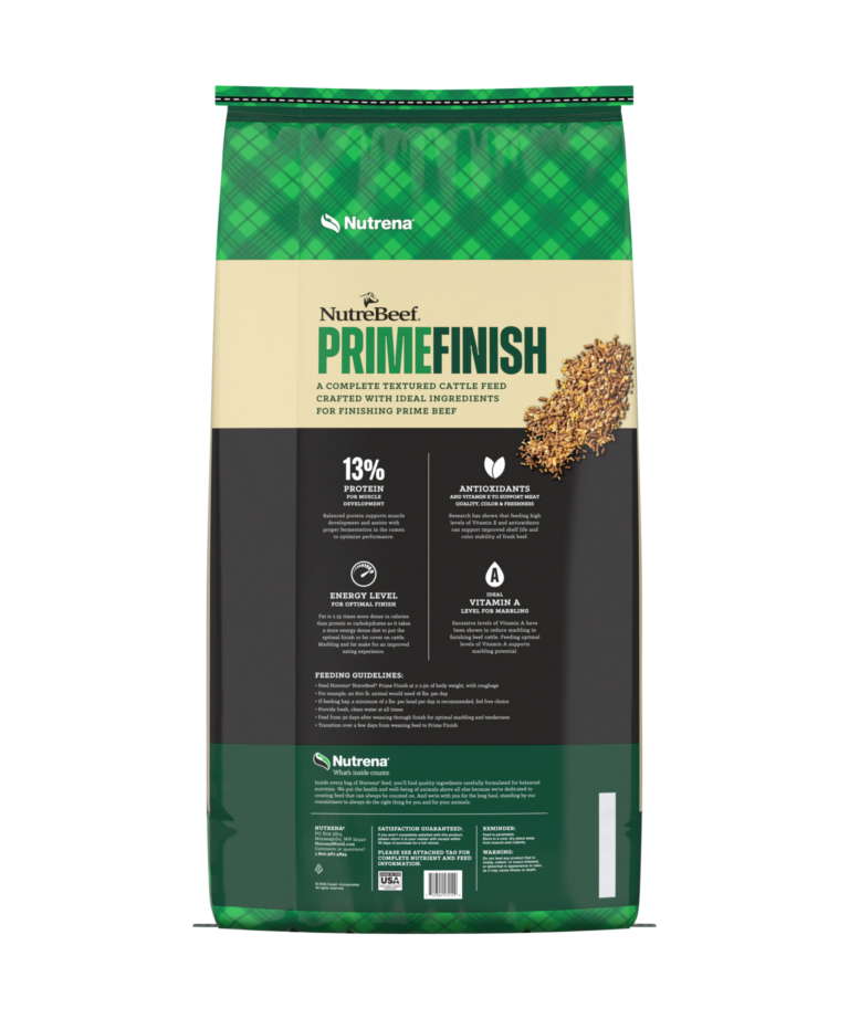 Nutrena NutreBeef Prime Finish Back of Bag
