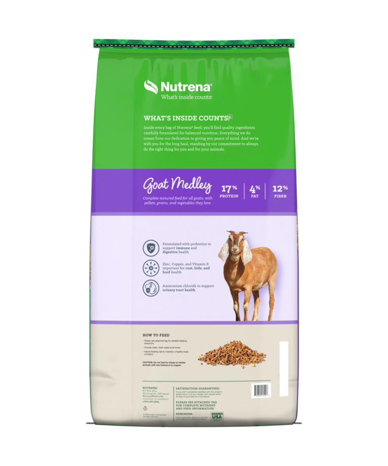 Nutrena Goat Medley Textured back of bag